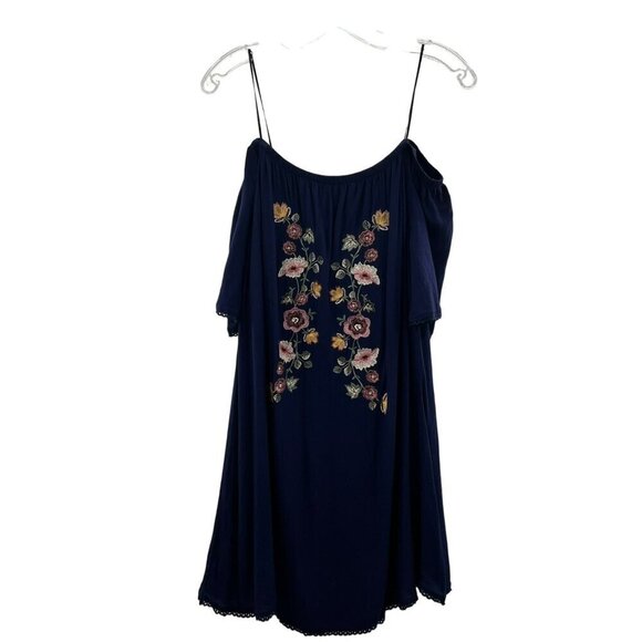 Blu Pepper Off Shoulder Short Sleeve Embroidered Flowers Shift Dress XL - Picture 1 of 9